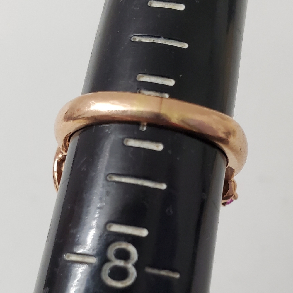Watch Video / Antique Edwarian 14K ROSE GOLD SAPPHIRE DIAMOND RING - Picture 10 of 12